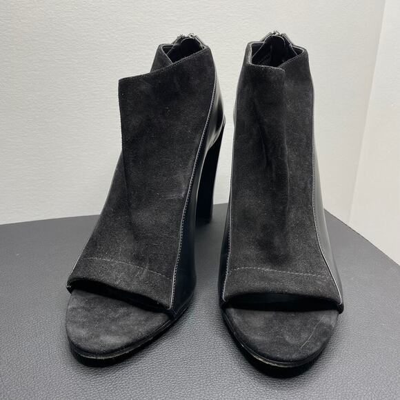 VINCE Black Boyard Two Tone Peep Toe Ankle Boots US 10 - Picture 10 of 10